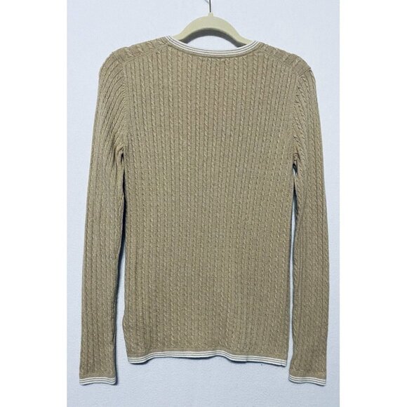Tommy Hilfiger Womens Medium Tan Cable Knit Sweater Classic - Picture 3 of 6